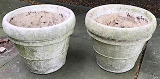 Small Pair of Smoothed Cast Stone Planters