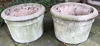 Large Pair of Smoothed Cast Stone Planters