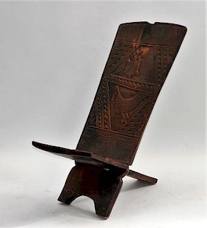 African Malawi Bantu Tribe Carved Chief's Chair