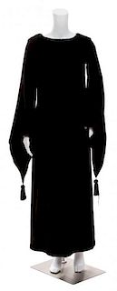 A Saint Laurent Black Velvet Gown, Size 38.