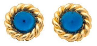 A Pair of Chanel Goldtone Earclips, 2.25" diameter.