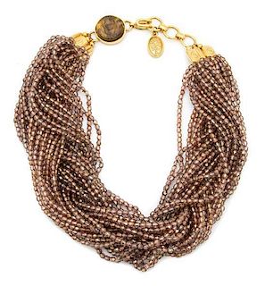 A Chanel Copper Beaded Torsade Necklace, 19" x 2".