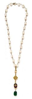 A Chanel Faux Pearl and Gripoix Necklace, 27"; Pendant: 5".