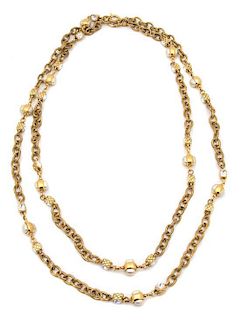 A Chanel Goldtone Link and Faux Pearl Necklace, 70".