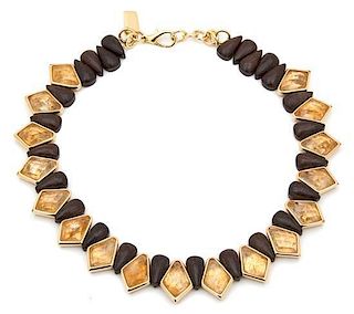 A Fabrizio Giannone Citrine and Wood Necklace, 18" x 1".