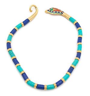 A Hattie Carnegie Multicolor Snake Necklace, 18".