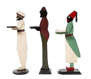 Three Figural Standing Tip Trays Height of tallest 37 3/4 inches.
