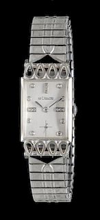 An 18 Karat White Gold and Diamond 'Lowell' Wristwatch, Le Coultre, Circa 1950's,
