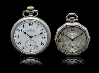 A Collection of Open Face Pocket Watches, Elgin and Ball, Circa 1911-1925,