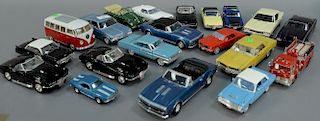 Group of twenty 1960s model cars including 1963 Thunderbird, 1968 Chevelle, 1965 Pontiac, 1967 Camaro, 1960 Fire Pumper, 1963