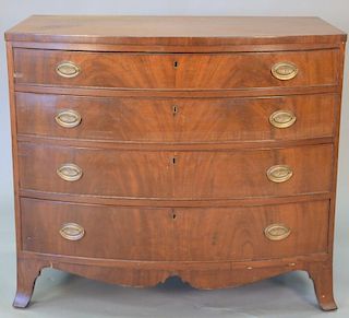 Federal mahogany bow front four drawer chest, circa 1800. ht. 37in., wd. 42in., dp. 23in.