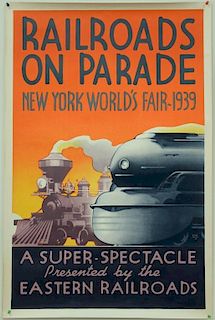 Leslie Ragan (1897-1972), lithograph poster, Railroads on Parade New York World's Fair 1939 a Super Spectacle presented by th