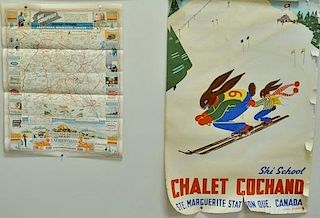 Two skiing posters including Lionel Downs Chalet Cochand, Ste. Marguerite Station Que. Canada Rabbit Ski poster and Main Ski