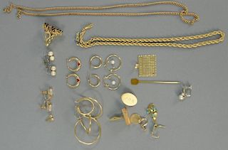 Group of 14K gold to include chain and earrings. Total weight: 80.2 grams.