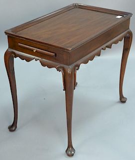 Henkel Harris Queen Anne style mahogany tea table with candle slides