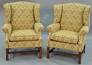 Pair of upholstered Chippendale style upholstered chairs.