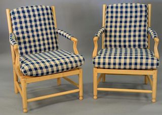 Pair of maple chairs with cushions.