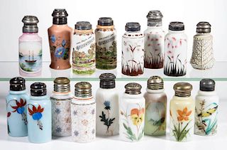 ASSORTED CERAMIC AND GLASS SALT AND PEPPER SHAKERS, LOT OF 17