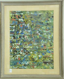 Hui-Ming Wang (1922-2006), mixed media on paper, Abstract, signed lower right, 19" x 25".