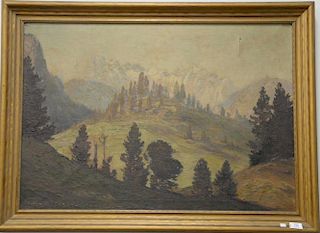 Alexander Scherban (1886-1964) oil on canvas fall landscape signed lower left: Alex Scherban Wien 1920, small tear top left a