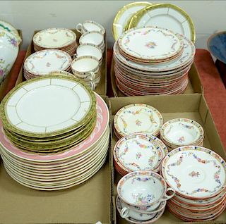 Four box lots including Minton partial set, set of twelve minton dinner plates, and twelve Limoges plates.