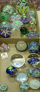 Two box lots of twenty-five various paperweights.