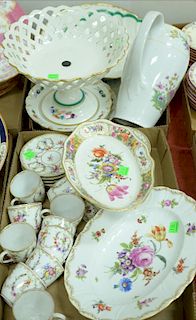 Two box lots including Dresden and French porcelain compote and shaped dish.
