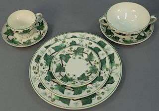 Wedgwood Napoleon Ivy dinnerware set, service for seven, sixty-six total pieces