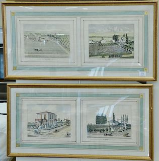 Group of six pairs of Thompson & West California Homestead prints, framed and matted