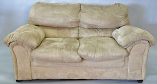 Two piece lot of contemporary upholstered sofa (lg