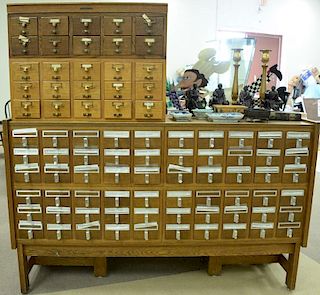 Oak card files including 145 drawers, contemporary and vintage.