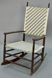Shaker rocker with newly taped seat and back. ht. 40 1/2in., wd. 25 1/4in.