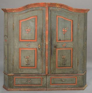 Continental armoire having two doors and original paint decoration marked "1819" in paint, possibly 18th century. ht. 71in.,