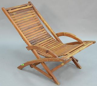 Les Jardins au Bout du. Monde teak folding sling chair.