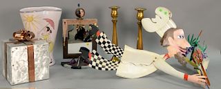 Group of decorative art items to include Karen Rossi sculpture Fanciful Flight (lg. 37 1/2in.), Ramsay mirror, Maeght ceramic