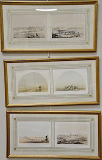 Group of five pairs of USPRR colored lithographs of the west including "Plain Between Ka-wee-Ya and Kings River" by A