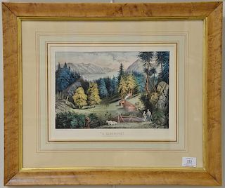 Pair of Currier & Ives colored lithographs including "California Scenery" and "A Clearing"