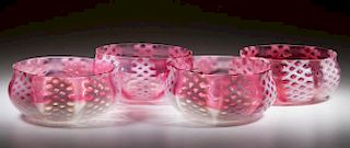 CRISS-CROSS LARGE BERRY BOWLS, LOT OF FOUR