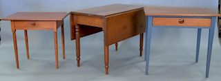 Four piece lot including Sheraton drop leaf table, Federal work table with drawer ( top: 25 1/2in