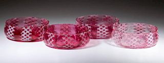 CRISS-CROSS SMALL BERRY BOWLS, LOT OF FOUR