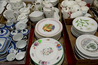 Six box lots of porcelain to include Rorstrand flower plates, F + B France fruit plates, chocolate set with tray, tea set mar