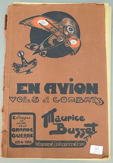 1919 French WWI Aeronautical Book, En Avion Vols et Combats by Maurice Busset, 13" x 20"