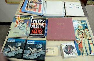 Group of Astronaut memorabilia to include stamps, NASA signed photographs, Moct B Kocmoc signed book, etc.