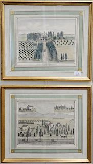 Group of nine Thomason & West California Homestead colored lithographs