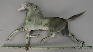 Copper horse weathervane, full body running horse with zinc head, 19th century.