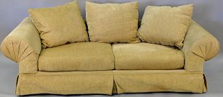 Contemporary tan upholstered sofa. lg. 92in.