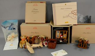 Group of twenty-three Steiff stuffed animals in original boxes to include two Santa's Express, Teddybear Balloon Fabrer, Tedd