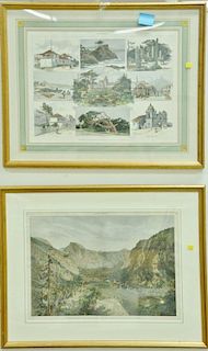 Six California lithographs including "Sacramento in Californien, Des Auswanderers Hoffnung" by Druck V J Nesse in Berlin, Off