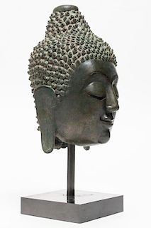 Southeast Asian Thai Bronze Head of Buddha
