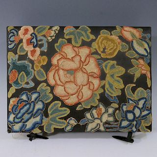 ANTIQUE CHINESE KESI SILK EMBROIDERED JEWELRY BOX